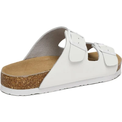 Afbeelding van EVER AU Dames Mallard Leren Tweeling Gesp Sandalen Wit Leer Maat 40.5