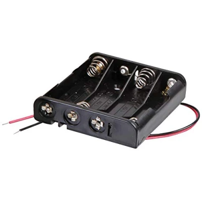 Afbeelding van Pro Power PP002077 4x AAA batterijhouder spoelveercontact, plat bekabeld snoer 150 mm