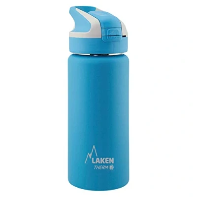 Afbeelding van Laken herbruikbare thermische fles top van roestvrij staal met automatische dop en veiligheidssluiting, 500 ml, lichtblauw