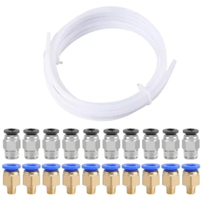 Afbeelding van QitinDasen 5 meter 3D printer PTFE teflonslang, met 10 stuks PC4 M6 pneumatische connectoren en M10