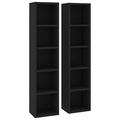 Afbeelding van vidaXL Cd kasten 2 st 21x16x93,5 spaanplaat zwart