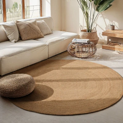 Afbeelding van Rond Jute Vloerkleed Geweven Naturel Vintage 123vloerkleed.nl is de online webshop voor vloerkleden en woonaccessoires.