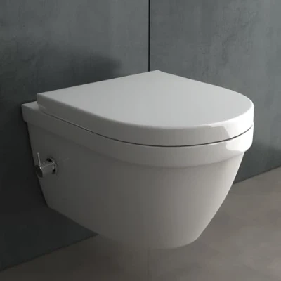 Afbeelding van Alpenberger Spoelrandloos toilet met bidet functie, douche toilet, toiletpot armatuur en Taharet Muslugu, toiletdeksel softclosemechanisme, hangend geschikt Geberit (8250 U)