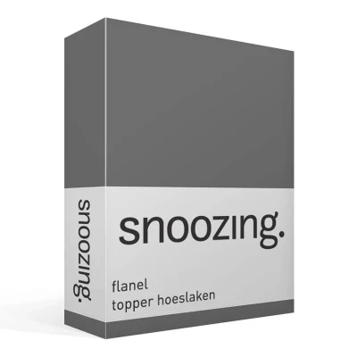 Afbeelding van Snoozing Flanel Hoeslaken Topper Tweepersoons 140x200 cm Antraciet