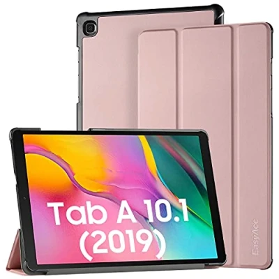 Afbeelding van EasyAcc hoes voor Samsung Galaxy Tab A 10.1 2019 T510 / T515 ultradun met standaard functie Slim PU lederen Smart Cover Past 10,1 inch 2019,Rose goud