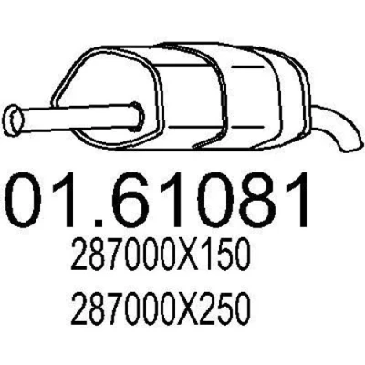 Afbeelding van MTS 01.61081 Einddemper 520mm HYUNDAI: i10 I (PA) 1.1, 1.2, 1.1 LPG 2007 2013
