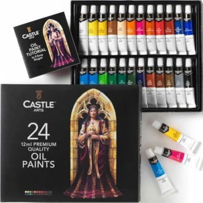Afbeelding van Castle Art Supplies Olieverfset Voor Kunstenaars of Beginners 24 Levendige Olieverf Kleuren Professionele Schilderijenset