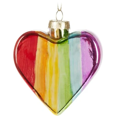 Afbeelding van BRUBAKER Regenboog Hart Handbeschilderde Kerstballen Van Glas 8 Cm Boom Bal Mondgeblazen Kerstboomversiering Decoratieve Figuren Kerstmis Kerstdecoratie Hanger Kleurrijk