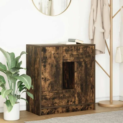 Afbeelding van Dressoir met lades en deuren 70,5x34x74,5 cm gerookt eiken