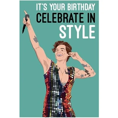 Afbeelding van Harry Styles Verjaardagskaart Vier in stijl