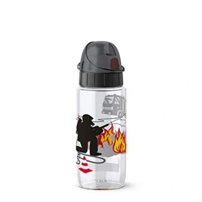 Afbeelding van Emsa 518305 Drink2Go Tritan drinkfles, 0,5 liter, auto close kindersluiting, 100% lekvrij, vaatwasmachinebestendig, BPA vrij, Fireman