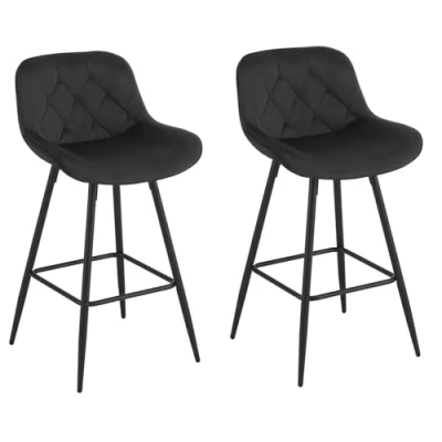 Afbeelding van EUGAD Barkruk 1068BY 2, fluwelen barstoelen met rugleuning, ergonomische bistrostoelen, gestoffeerde kruk bekleding, voor bar, keukeneiland, bistro, metalen poten, voetensteun,