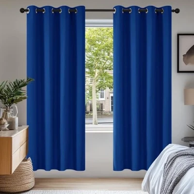 Afbeelding van Deconovo Gordijnen Verduisterend, Thermische Ringen voor Woonkamer, Slaapkamer, Kant en Klaar, 140x175 cm (B x H), Royalblauw, 2 stuks