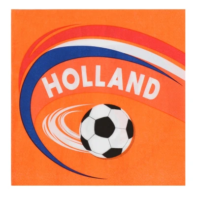 Afbeelding van Servetten Holland Voetbal Oranje 33x33cm 20 stuks