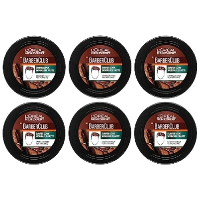 Afbeelding van L&#039;Oréal Paris Men Expert Barber Club Surfer Look Workable Paste, verpakking van 6 stuks (6 x 75 ml)