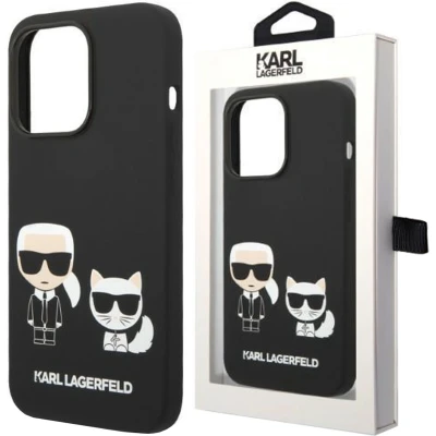 Afbeelding van Karl Lagerfeld KLHMP14LSSKCK hoes voor iPhone 14 Pro 6,1 inch hardcase zwart/zwarte vloeibare siliconen &amp; Choupette