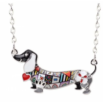 Afbeelding van Teckel ketting emaille zwart Charme Bijoux