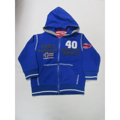 Afbeelding van dirkje , jongens, gilet blauw rits en kap competition 98 3 jaar