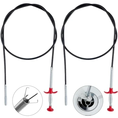Afbeelding van Pijpreinigingsspiraal, 2 stuks klauwgrijper, afvoerreiniger, afvoerspiraal, spiraal, intrekbare grijper, flexibele buisreinigingsborstel, bruikbaar voor hardnekkige verstoppingen (60 cm, 160 cm)