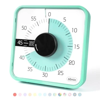 Afbeelding van TWENTY5 SEVEN Afteltimer 7,5 inch; 60 minuten 1 uur visuele timer klaslokaal onderwijsgereedschap kantoorvergadering, mechanische aftelklok voor kinderen examen tijdmanagement magnetisch, mintgroen