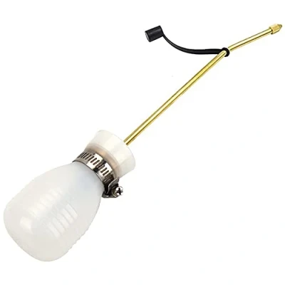 Afbeelding van SI FANG Poederstofapparaat, ongediertebestrijding lampsproeier met lange lans koperen buis, grote diatomeeënaarde poedersproeier wesppoeder applicator, tuinpufferstofdoek voor binnen en buiten (wit)