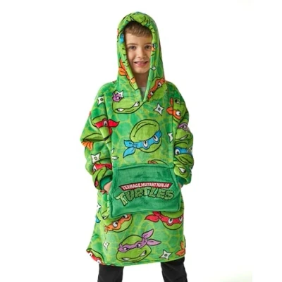 Afbeelding van Teenage Mutant ninja Turtles Jongens Zwarte VUddie Deken Hoodie Ga op avonturen met deze comfortabele Tmnt Perfect voor spelen, loungen en gezellige dagen Voorzien van een capuchon