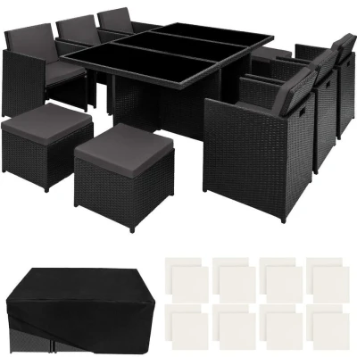 Afbeelding van tectake zitgroep New York wicker Tuinset zwart