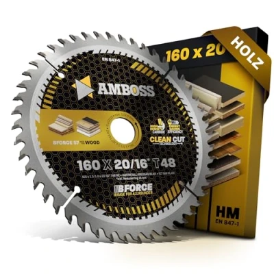Afbeelding van HM Cirkelzaagblad 160x20 16 Z48 wisseltand voor accu hout Super fijne snede. AMBOSS WERKZEUGE® zaagblad 160 mm + verloopring 20 mm. 160x16 comp. naar Mafell Flexistem. KSS 300. MS 55. MT
