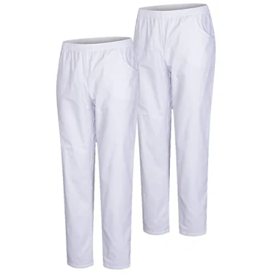 Afbeelding van MISEMIYA Verpakking van 2 stuks, uniseks, gezondheidsuniform, medische uniformen, werkbroek, Ref.8312, wit 21, XL