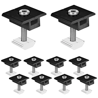 Afbeelding van Zonnepaneelhouder middenklemmen 30 mm zwart zonnepaneelhouder, 10 stuks bevestiging zonnepaneel, T vormige middenklem PV fotovoltaïsche zonnemoduledrager middenspanning voor ingelijste panelen
