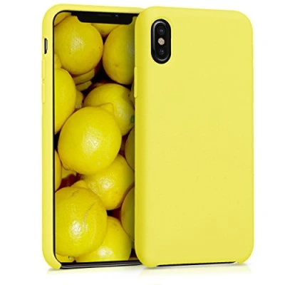 Afbeelding van kwmobile telefoonhoesje geschikt voor Apple iPhone X Hoesje met siliconen coating Smartphone case in geel