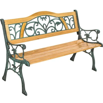 Afbeelding van tectake® Tuinbank Bank Voor 2 personen zits tuin, balkon of terras Hout en gietijzer 124 cm breed
