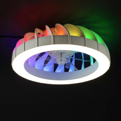 Afbeelding van Brilliant Witte plafondventilatorFanora met RGB lamp 46cm G81080/05