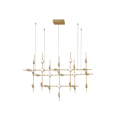 Afbeelding van Nova Luce, Hanglamp, ATOMO LED hanglamp goud 84W warm wit 106x58,5x150cm dimbaar 9180630