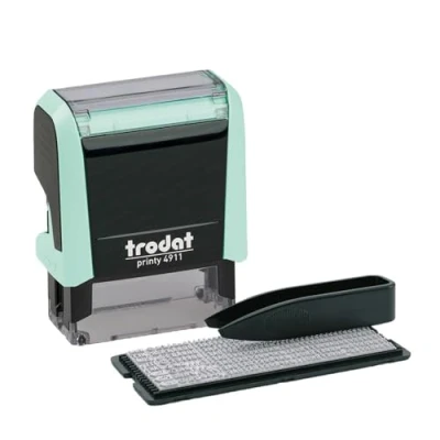 Afbeelding van Trodat Zelfklevende stempel Printy 4911 Pastelgroen 3 lijnen, zwarte opdruk, 38 x 14 mm