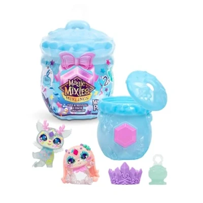 Afbeelding van Magis Mixies Magic mixlings Magicus Party, magische ketel met 2 poppen, unboxing, 30 onderverdeeld in 4 verzamelteams vaardigheden, kinderen vanaf 3 jaar, beroemd
