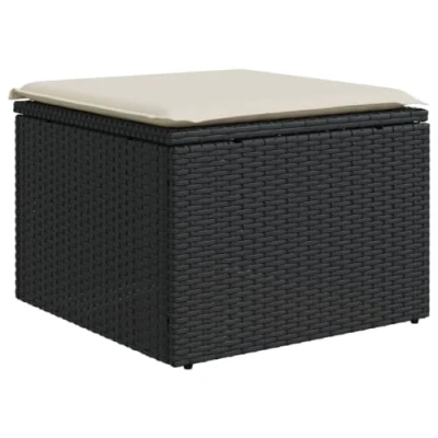 Afbeelding van Tuinkruk met kussen 55x55x37 cm poly rattan zwart