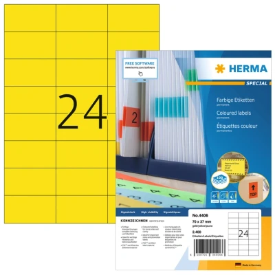Afbeelding van Etiket HERMA 4406 70x37mm geel 2400stuks