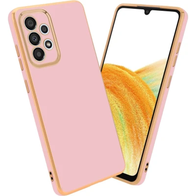 Afbeelding van Cadorabo Hoesje geschikt voor Samsung Galaxy A33 5G in Glossy Roze Goud Beschermhoes Case Cover van flexibel TPU silicone en met camerabescherming