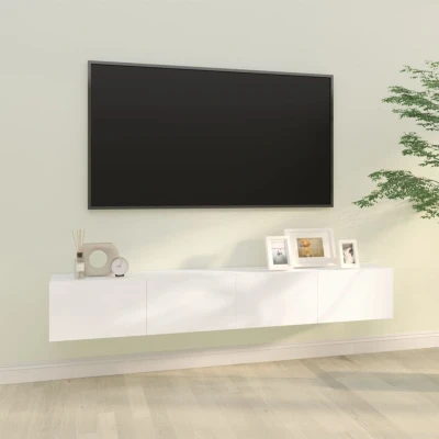 Afbeelding van Tv meubelen 2 st wandgemonteerd 100x30x30 cm bewerkt hout wit