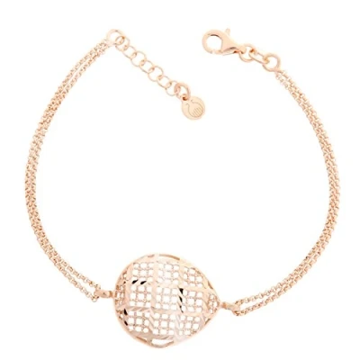 Afbeelding van Orphelia ZA 7191/RG Armband rosé double chain drop 925 Zilver 19 cm