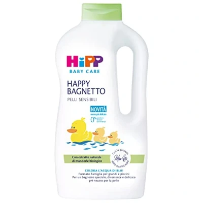 Afbeelding van HiPP Baby Care Happy Badkamer, schuimbad voor kinderen, familiemaat, de gevoelige huid, pH neutraal, met natuurlijk biologisch amandelextract, 1 fles van 1000 ml