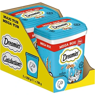 Afbeelding van Dreamies Klassieke kattensnacks met zalm, fantastisch knapperige zakken zachte vulling, 2 x 350 g