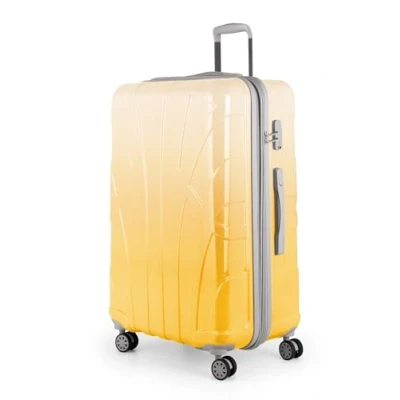 Afbeelding van suitline Grote hardshell koffer trolley rolkoffer XL reiskoffer, TSA, 76 cm, ca. 96 110 liter, PC glanzend, gradiënt design, Safari Sunrise, Trendy design