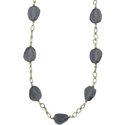 Afbeelding van Behave Lange ketting goud kleur met kralen grijs zwart 85 cm