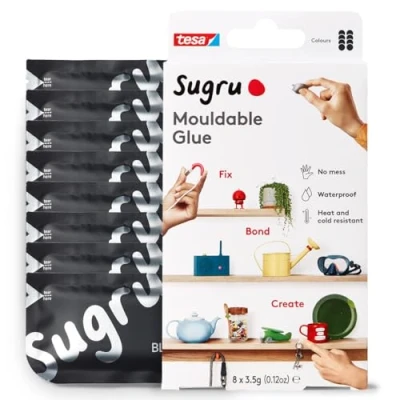 Afbeelding van Sugru by tesa Vervormbare Universele Lijm, 8 pack, x 3,5 g, Zwart Veelzijdige Kneedgum Voor Repareren, Lijmen en Bevestigen zonder Boren