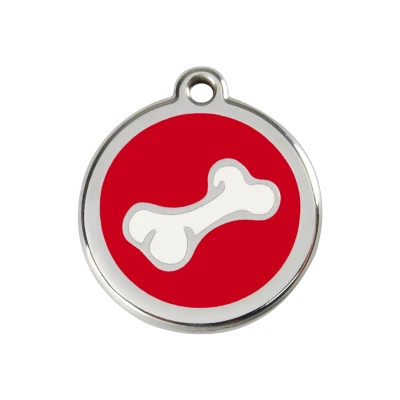 Afbeelding van Comic Bone Red roestvrijstalen hondenpenning medium/gemiddeld dia. 3 cm RedDingo