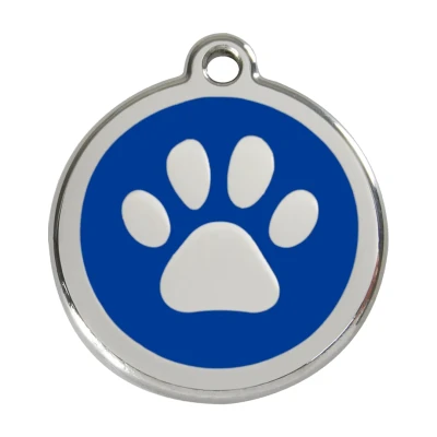 Afbeelding van Paw Print Navy roestvrijstalen hondenpenning large/groot dia. 3,8 cm RedDingo