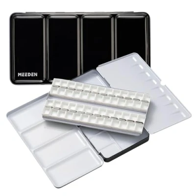 Afbeelding van MEEDEN Lege Aquarel Tins Palette Paint Case met 48 Stks Half Pans