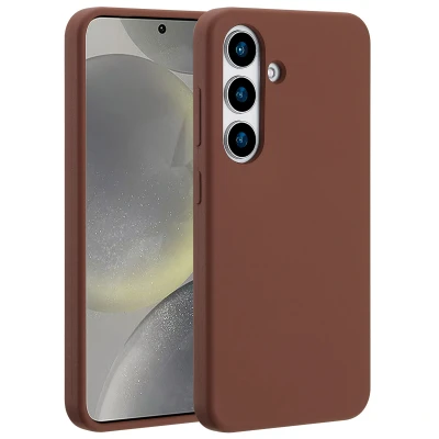 Afbeelding van Samsung Galaxy S25 MagSafe Hoesje Siliconen en TPU (zacht) Accezz Softcase/Backcover Bruin Telefoonhoesje